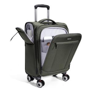 ECOHUB Carry On Luggage Airline Approved, 21 Inch Height Softside Carry On Suitcase with Spring Shock-Absorbing Spinner Wheels, Lightweight Travel Luggage with TSA Lock, Fits 22x14x9 Carry-On Bag