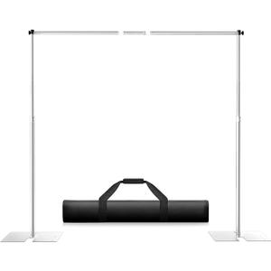10x10ft Pipe and Curtain Backdrop Support Kit, Heavy Duty Adjustable Stand with Carry Bag, Metal Background Frame for Party, Wedding, Birthday, Decoration, Silver