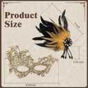 Lace Masquerade Mask for Women Mardi Gras Rhinestone Mask with Feather 1920s Venetian Party Accessories