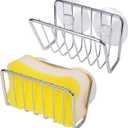 Toplife Sponge Holder for Kitchen Sink, Stainless Steel Suction Cup Sponge Caddy - Silver - 2 Pack