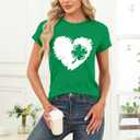 Womens St Patricks Day Shamrock T-Shirts Happy Go Lucky Shirts Irish Clover Tee Tops (Medium, Green2)