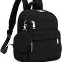 SYTRAH Mini Backpack for Women Small Backpack Purse, Anti Theft Backpack Waterproof Lightweight Puffer Back packs for Travel, Work with Coin Purse Black