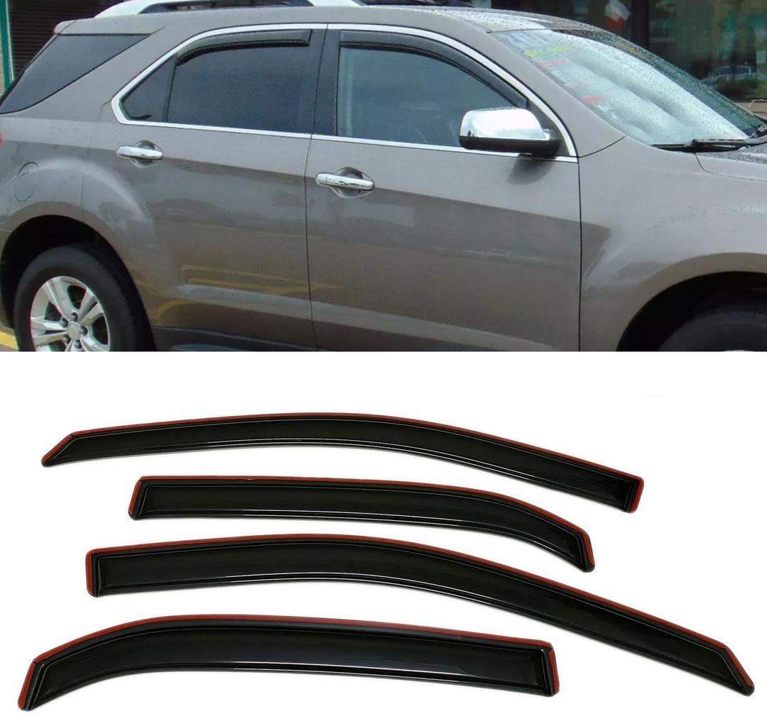 in-Channel Style Smoke Window Sun Rain Visor Vent Guard Deflector Shade Compatible with Chevrolet Equinox 2010-2017