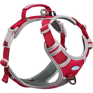 ThinkPet No Pull Harness Breathable Sport Vest with Handle-Dog Harnesses Reflective Adjustable for Medium Large Dogs (M(Chest:15"-28"), Dark Red)
