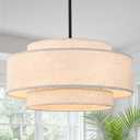 19.7" Modern Drum Chandelier, 4-Light Black Light Fixture
