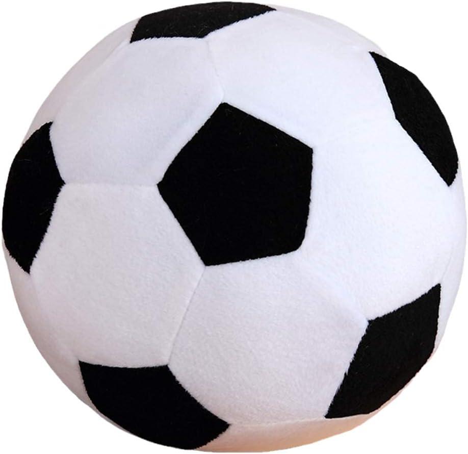 Fluffy Stuffed Toy Soccer Ball Plush Pillow Soft Durable Stuff Soccerball Gift for Kids Boy Baby (Black -White,7.8inch/20cm)