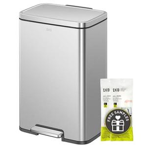 EKO Madison Matte Stainless 50 Liter/13.2 Gallon Step Trash Can w/Inner Liner - Fingerprint Resistant Finish
