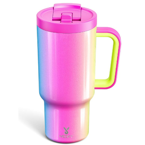 Meoky 32 oz Tumbler with Handle and Flip Straw, 100% Leakproof Tumbler with Lid and Straw, Stainless Steel Insulated Cup, Cupholder Friendly, Keeps Cold for 24 Hours (Lilac)