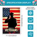 Veterans Day Garden Flag 28 x 40 Inch Double Sided House Flag with American Flag and Soldier Salute Design for Outdoor Yard Porch Memorial Patriotic Decor