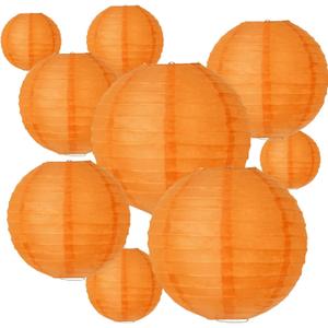 BEISHIDA Orange Round Paper Lanterns Decorative Hanging Asia Chinese Japanese Paper Lanterns Lamp for Birthday Wedding Halloween Baby Bridal Shower Fall Home Decor Party Decoration10 Packs (4681012 Inch)