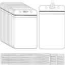 50 Pieces Plastic Holders for Luggage Tags, Badge Labels, and ID Cards with 50 Pack Luggage Tag Loop Straps for Office, Business, and Travel Supplies