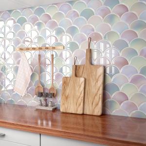 FunStick  Pink Fish Scale Backsplash Tile Peel and Stick Backsplash for Kitchen Peel and Stick Wall Tile Stickers 12"x12" Removable Stick on Backsplash Tiles for Kitchen Bathroom RV Renters
