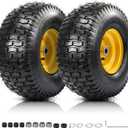 2PCS 15x6.00-6 Tire and Wheel Assembly, 4 Ply Tubeless 15x6-6 Front Tire Assembly Replacement for Craftsman John Deere Cub Cadet Riding Mowers, 500lbs Capacity, 3" Offset Hub, 3/4" Bushing (Yellow)
