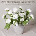 florisso 6 Pcs 27" Faux Silk Artificial Peony Flowers, Fake Peony Branches for Vase DIY Bouquet Centerpieces Wedding Shower Decorations, White