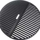 18" Half Moon Cooking Grate and Half Moon Reversible Griddle Replacement for Kamado Joe Classic III II I, Large Big Green Egg Kamado, Cast Iron Grid Grate for Weber Kettle 18" Charcoal Part