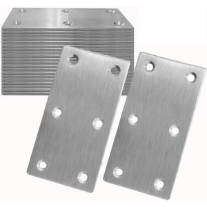 20Pcs Stainless Steel Flat Bracket Mending Plate, 4"x2" Bracket Joining Plate, Heavy Duty Metal Repair Fixing Joining, Flat Brace Right Angle for Wood Furniture Cabinet Shelves