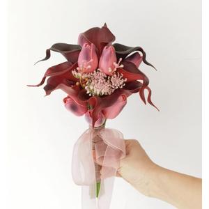Tulips Calla Lily Artificial Flowers | Real Touch |Bridal Bouquet | Wedding Bouquet Home Dcor Party (Pink Purple)
