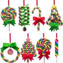 codree 8 PCS Christmas Lollipop Ornaments- Rainbow Lollipop Hanging Ornaments- Christmas Candies Polymer Clay Ornament for Xmas Tree Party Decoration