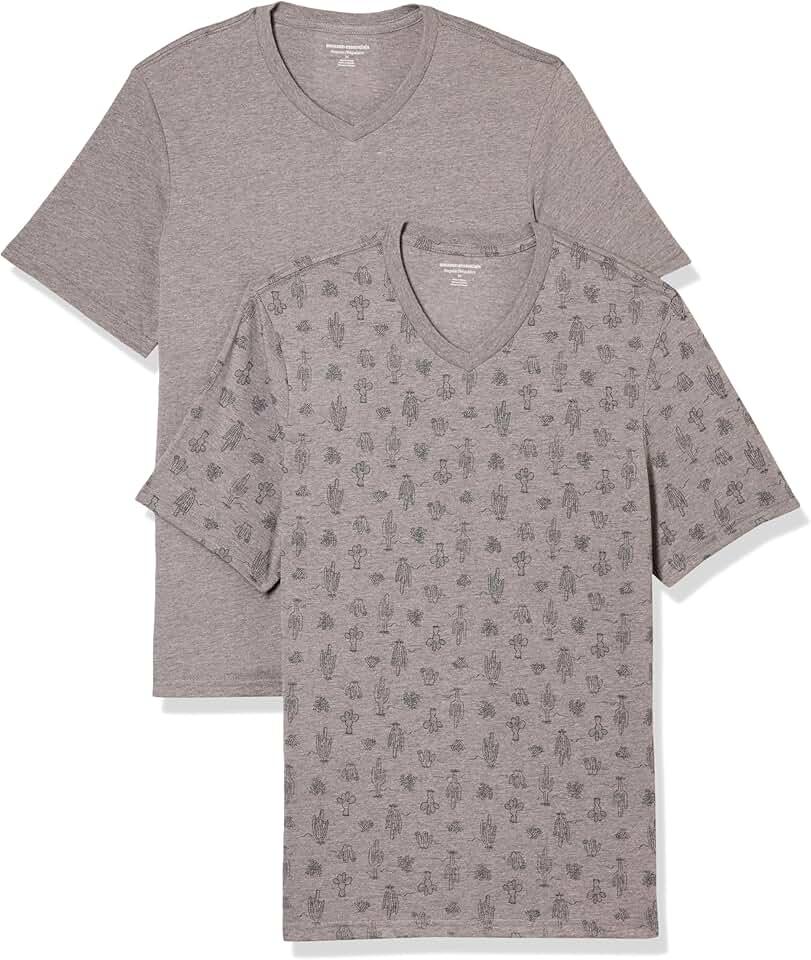 Amazon Essentials Men's V-Neck Short-Sleeve T-Shirts, Pack of 2 OEKO-TEX STANDARD 100,Regular fit, XS