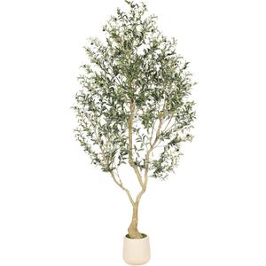 Faux Olive Tree with Tall Exquisite Planter | Realistic Olive Trees Artificial Indoor with Thick Trunk and Lifelike Leaves - Large Fake Olive Tree for Home Office Decor