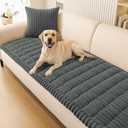 Smiry Couch Cover for Dogs Washable, Non Slip Fuzzy Pet Couch Covers for 3 Cushion Sofa Pet Friendly, Thick Soft Sofa Slipcovers Cushion Protector (Dark Grey, 27.6" x 47")