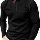 Sailwind Men's Henley Shirts Long Sleeve Button T-Shirt Casual Stylish Cotton Pullover Shirt with Pocket (X-Large, Black)