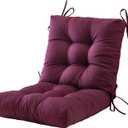 Outdoor Chair Cushions, 40"x20"x4", Low BackTufted Thick Outdoor Wicker Lawn Seat Cushion with Ties for Patio Furniture, Purple