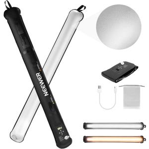 NEEWER Basic 21W Handheld LED Fill Light 35.5"/90cm, Bi Color Portable Inflatable TPU Video Lighting, 2700-6500K 1300Lux 12 Effects CRI95 2500mAh Battery, for Studio Photography Video Recording, GC21B