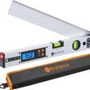 Neoteck 225 Aluminum Digital Angle Finder with Laser (Class 2 Laser,<1mW) | 400mm Angle Ruler Protractor with Bubble Level,LCD Display for Woodwork,Construction,Tile Installation,Picture Hanging-White