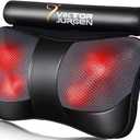 VIKTOR JURGEN Christmas Back Massager Gifts, Shiatsu Kneading Massager for Neck and Shoulder, Massage Pillow with Heat Relaxation Gifts for Women/Men/Dad/Mom/Fathers Day/Mothers Day (Leather Black)