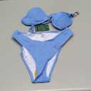 swimall Women's Triangle Bikini Set Cheeky High Cut Sexy Two Piece Swimsuit Cute Halter Bathing Suit (Blue-textured) Small