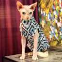 Sphynx Cat Clothes Cooling Shirt & Hat Summer Set, Breathable UPF Sun Protection for Devon Rex Sphynx Cats (S(2-3.5lbs))