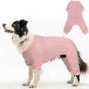 SCENEREAL Dog Sweaters for Small Medium Large Dogs Girls Boys, Four-Legged Knitted Warm Puppy Sweater, Solid Color Pet Clothes, Dog Jumpsuit Comfortable Onesie Apparel, Pink L