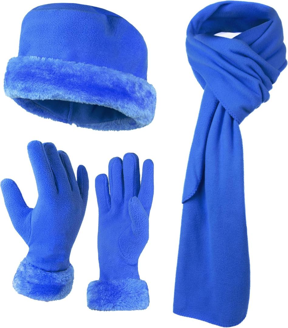 boxed-gifts Women's Warm Fleece Winter - Women's Hat and Glove Set + Hats Gloves Scarves for Women (French Blue)
