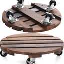 2pack 12" Plant Caddy Plant Stand with Wheels Rolling Plant Stand Heavy Duty Wooden Round Plant Dolly Rollers with Metal Lockable Casters Indoor Outdoor Pot Plant Roller Base Caddies,Patio,Flower Pot