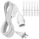 DiCUNO Hanging Lantern Extension Cord Cable, E26 Pendant Light Socket On Off Inline Cord Switch Control Lamp, Switch Close to Polarized Plug, 20 Feet (6M), White, 1-Pack