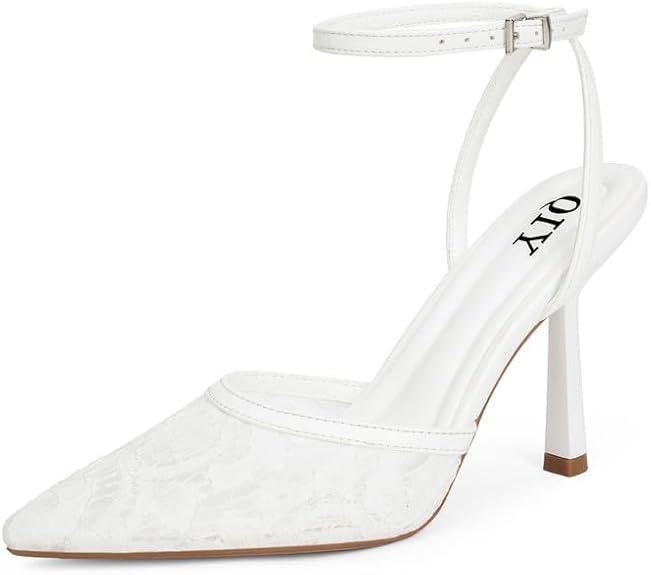 Closed Toe Ankle Strap Heels Women Pumps Pointed Toe Heeled Sandals for Women Stiletto Wedding Dress Shoes (8)