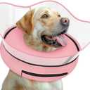 Elevated Inflatable Dog Cone Collar Alternative After Surgery, Dog Donut Collar, Soft Pet Cone to Stop Licking for Small Medium Large Dogs (XL(Neck 14"-18"), Solid Pink)