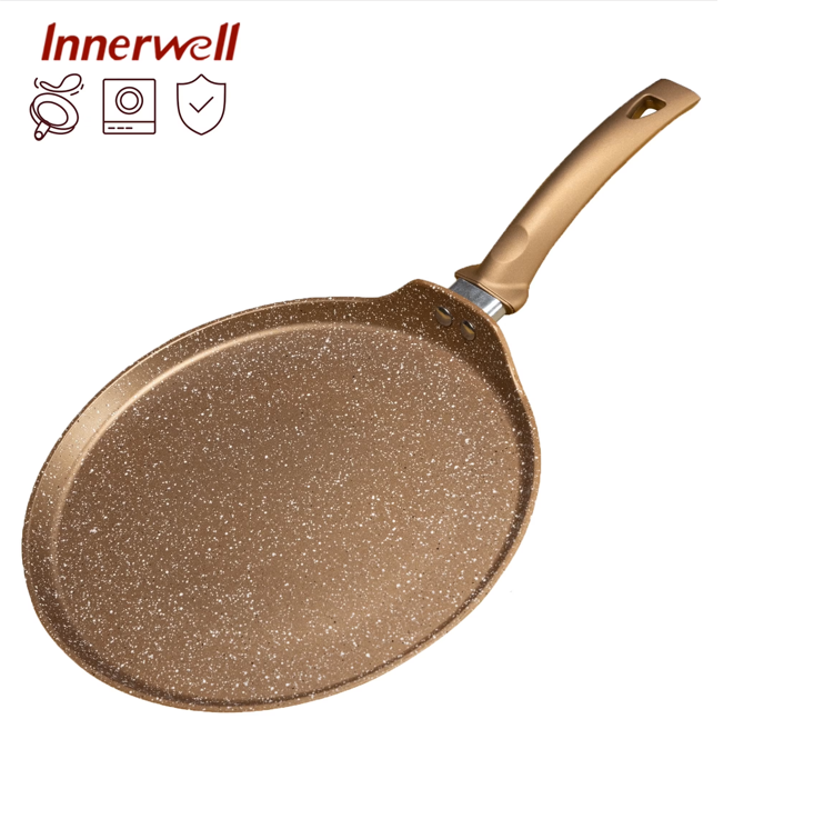 10 inch Gold Nonstick Crepe Pan Coating Flat Skillet Tortilla Pan With Stay-Cool Handle