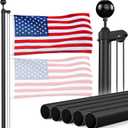 Panta Flag Pole for Outside In Ground, 16FT Sectional Flag Pole Kit, Extra Thick 14 Gauge Heavy Duty Aluminum Flagpole, Outdoor Flag Poles with 3x5 American Flag for Yard, Residential or Commercial (Black)