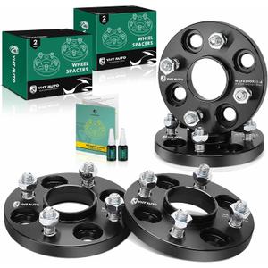 YHTAUTO 4x100mm Hubcentric Wheel Spacers 15mm Fits Dodge Charger, Chevrolet Cobalt, Chrysler, Saturn, Pontiac, Geo Models, Forged Tire Spacers 15mm with M12x1.5 Studs 57.1mm Hub Bore 4Pcs, Black (15mm Thickness)