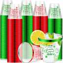 Tioncy 100 Pcs 9 oz Christmas Plastic Cups Christmas Disposable Wine Cups Team Naughty or Nice Christmas Cups Bulk Christmas Drinking Cups Coffee Cocktail for Xmas Wedding Party Supplies (Stylish)