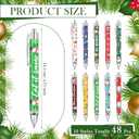 Yeaqee 48 Pcs Christmas Pens Christmas Retractable Ballpoint Pens Santa Claus Snowman Printing Pen 1.0 mm Black Gel Ink Pen for Xmas Winter Holiday Party Supplies