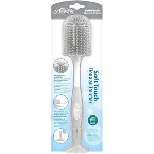 Dr. Brown's Soft Touch No Scratch Baby Bottle Cleaning Brush, Nipple Cleaner and Suction Cup Base for Easy Storage, BPA-Free, Gray