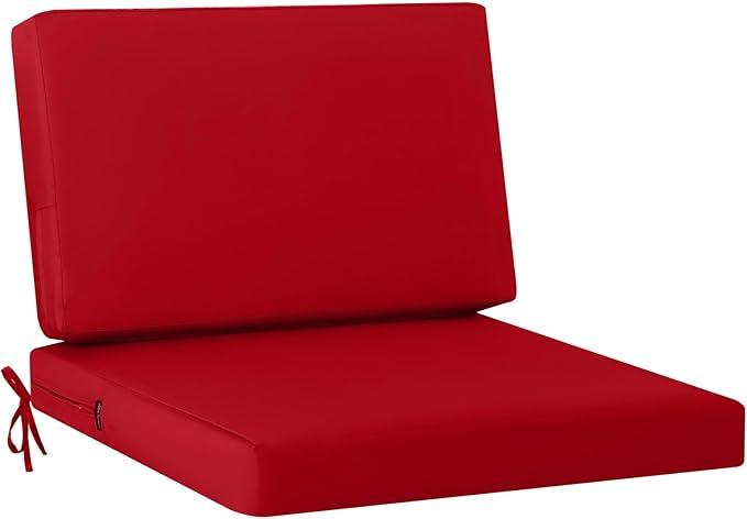 idee-home Outdoor Cushions for Patio Furniture, Outdoor Seat Cushion, Waterproof Couch Hampton Bay Deep Seat Replacement Chair Cushions for Garden Lawn Backyard Deck, 28.5 x 28.5 Red