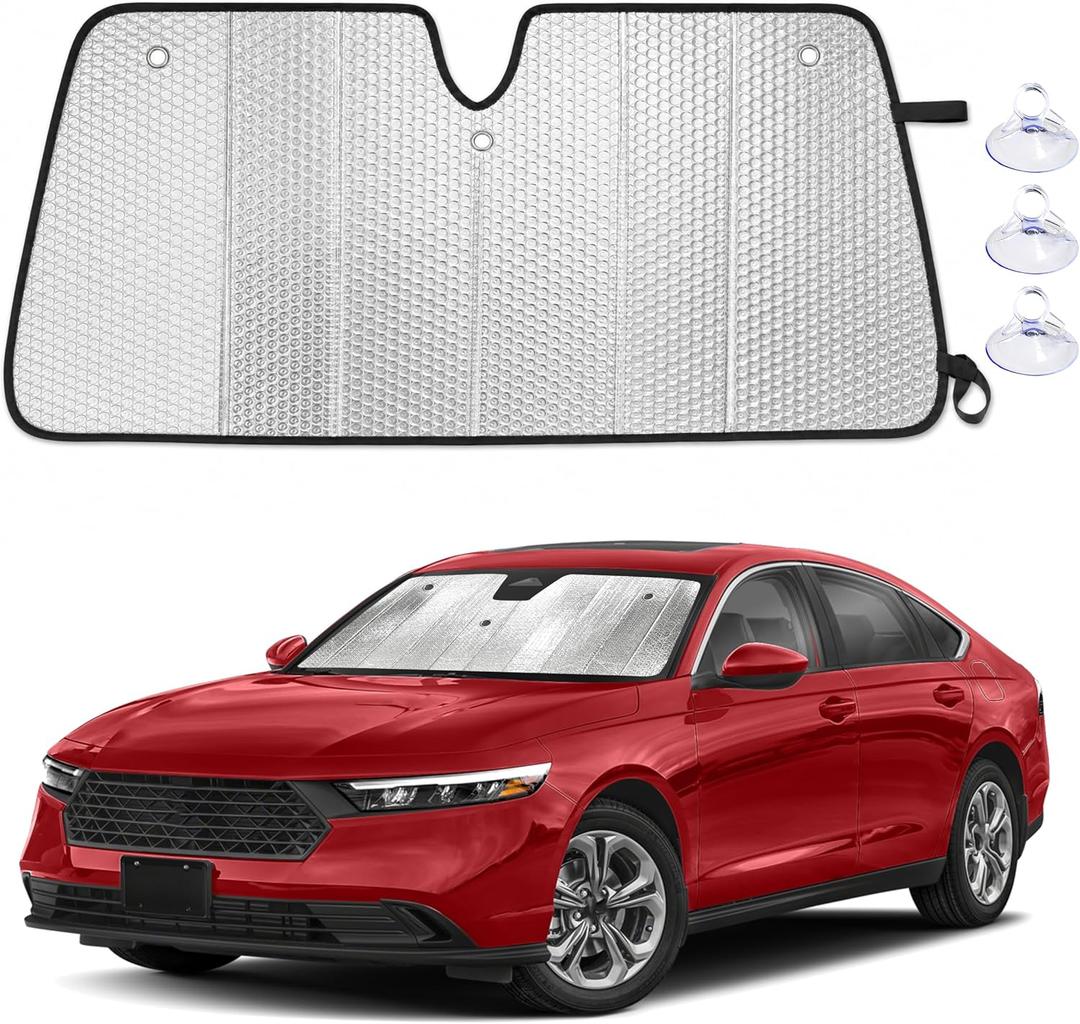 EcoNour Accordion Foldable Windshield Sun Shade Fit for Honda Accord 2023-2024 2025 2026 Sunshade, Front Car Window Shades Sun Visor, Blocks UV Rays & Heat, Car Accessories
