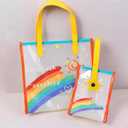 2 x Iridescent Tote Bag PVC Handbag Waterproof Beach Bag Reusable Clear Bags for Shopping Vacation Travel Pool (Large Size)