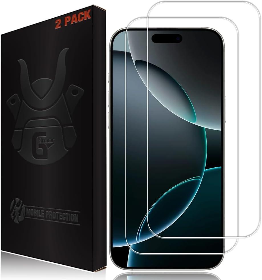 2 Pack Ultra Clear Glass Screen Protector for iPhone 16 Pro (6.3-inch) - Lifetime Replacement, 9H Tempered Glass, Scratch Resistant, Phone Case Compatible