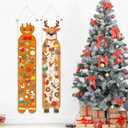 2 x 2 Pcs Christmas Door Banner Decorations Canvas Hanging Banner 36 x 7 inch Large Enamel Pin Display Porch Sign Xmas Brooch Holder for Home Office Front Door Garage Wall Hanging Decor(Elk)