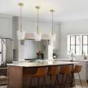 Modern Hammered Glass Pendant Lighting for Kitchen Island 1 Pack, Farmhouse Gold Pendant Light Fixtures, Height Adjustable Ceiling Pendant Light, 8 Inch
